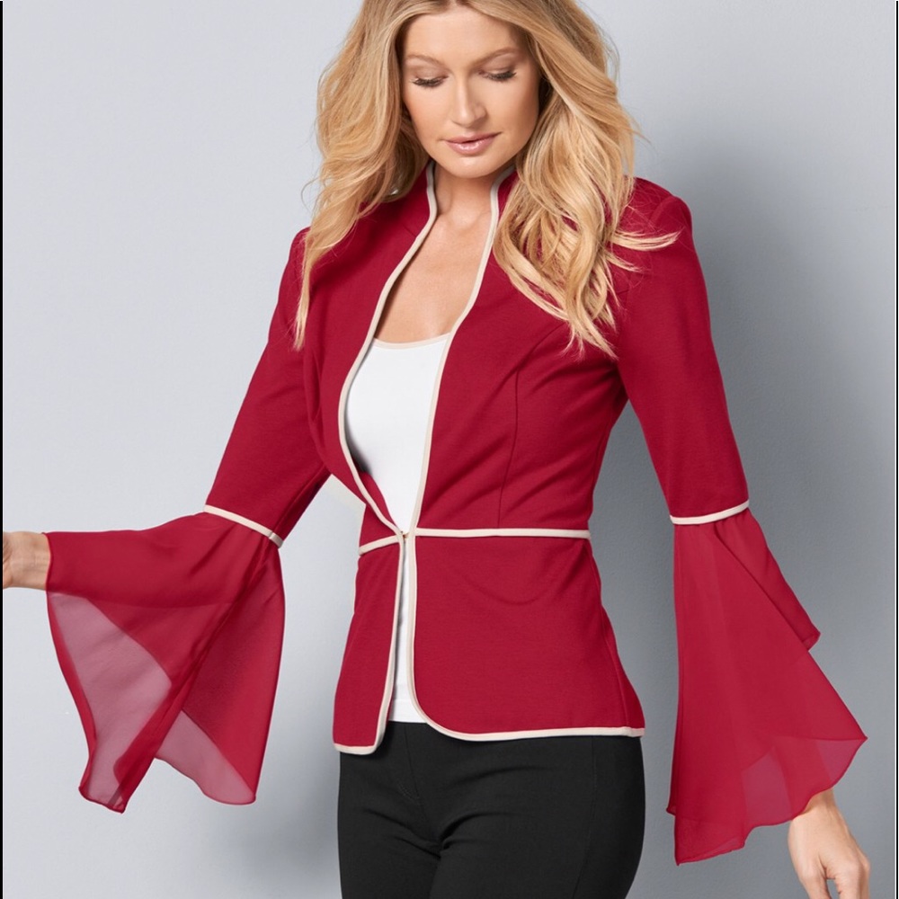 VENUS RED BELL SLEEVE JACKET NWT $89 (T-E16)